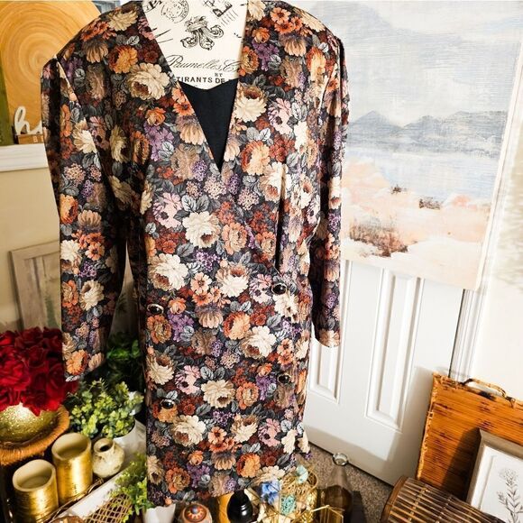 Vtg Gilberti Floral Design Blazer Jacket Sz 22w - Picture 12 of 15